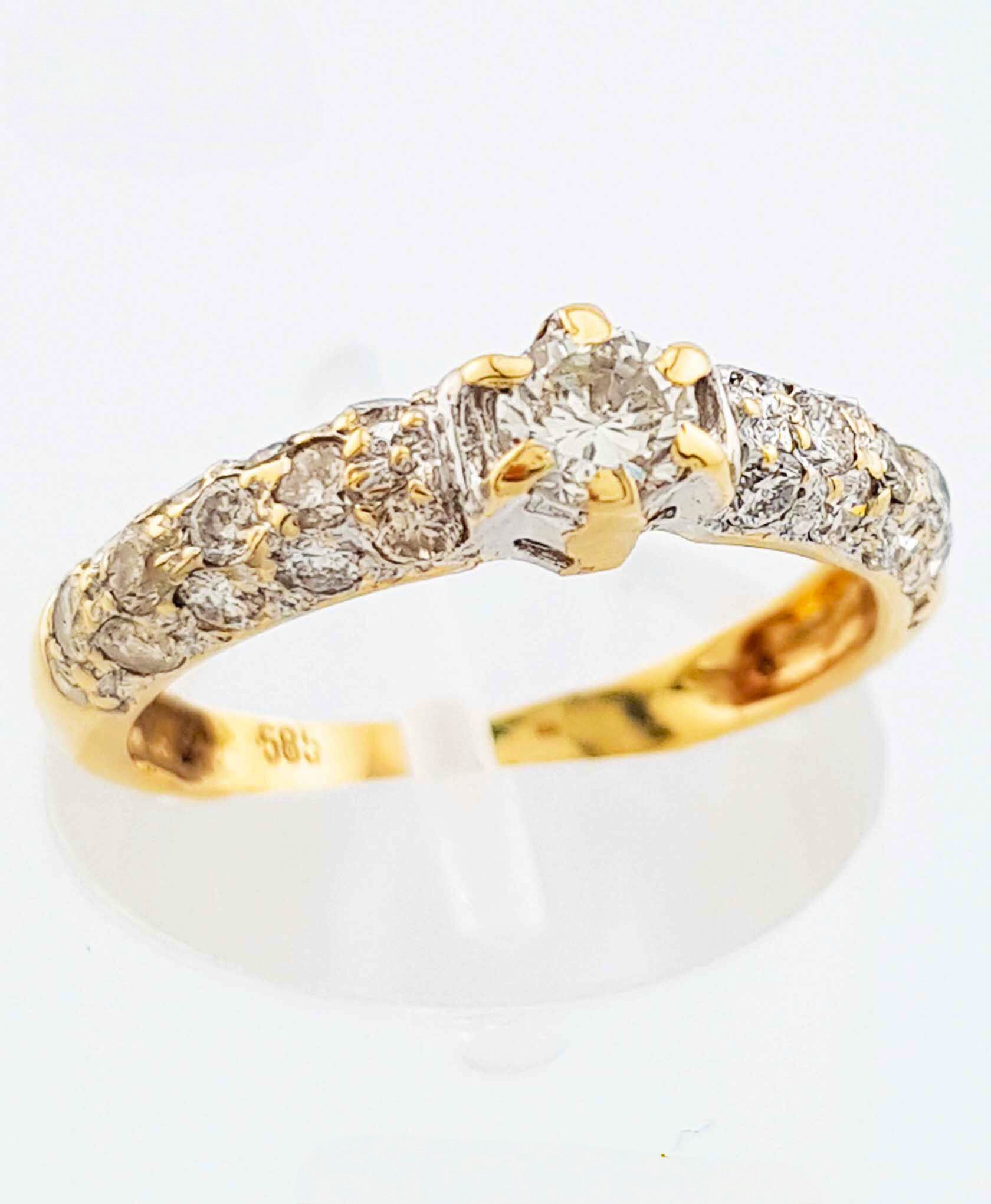 Gelbgoldring, 585, Diamanten, Brillantschliff - Verkauft an Vio Gold Edelmetalle