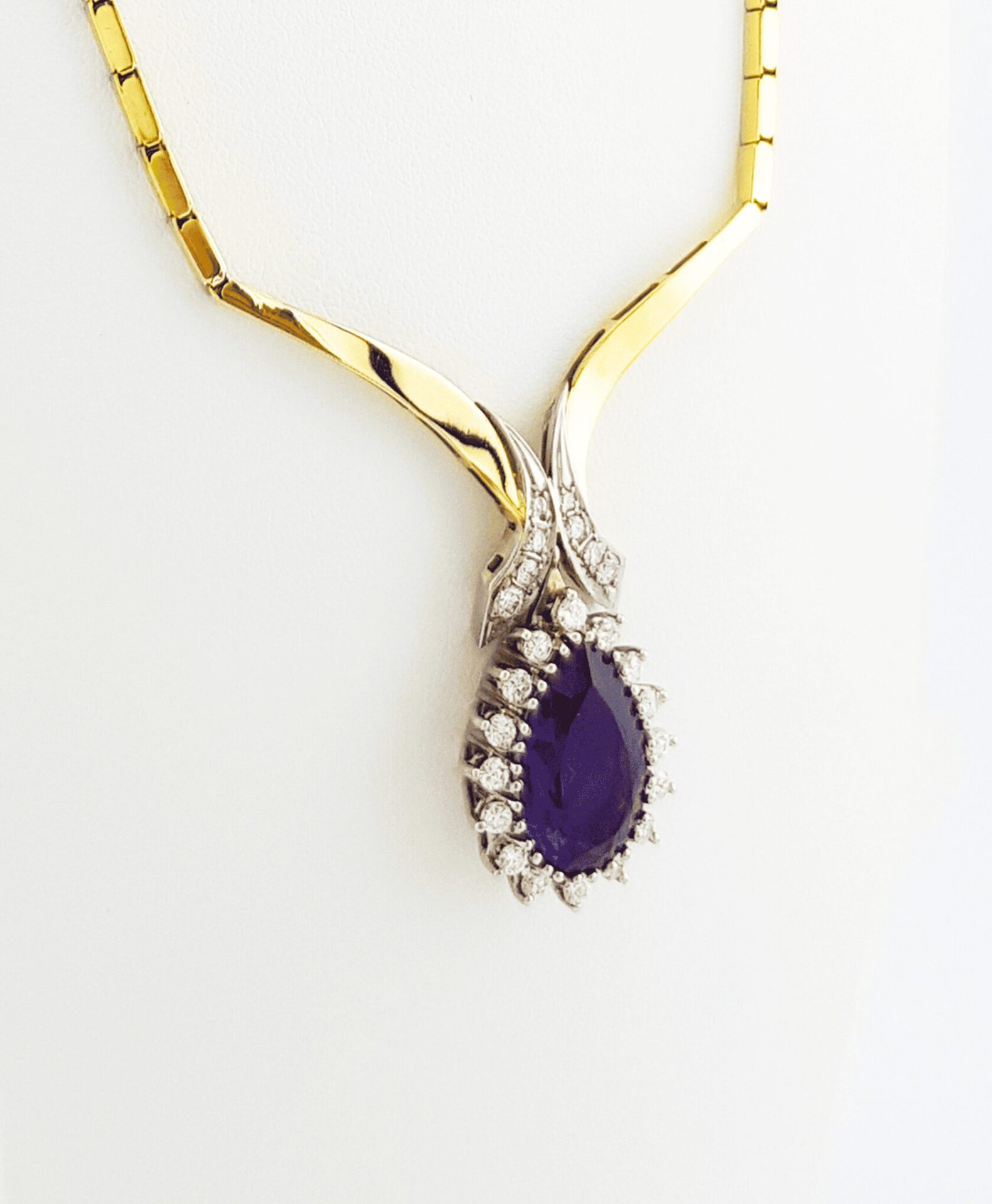 Gelbgoldcollier, 585, Amethyst & Diamanten - Angekauft von Vio Gold Edelmetalle